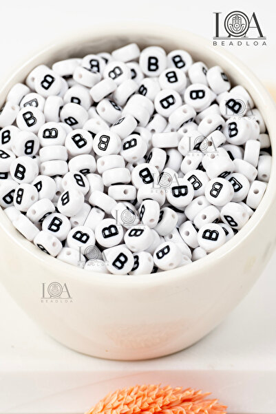 BeadLoa 4X7 mm Flat Single Letter - B - Alphabet Beads Lettered Beads 100 Pieces