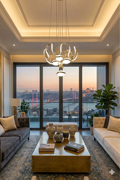 Baviyer Aydınlatma Badem 3+1 Toplu 3 Renk Gold Avize