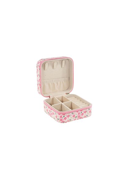TİNKA Κοσμηματοθήκη ταξιδίου ροζ με λουλούδια