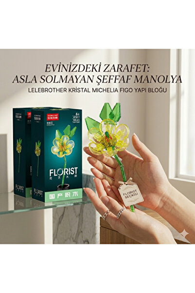 Cici Oyuncak Kristal Tasarım Şeffaf Manolya Blok Seti - Ev ve Ofis İçin Moder...