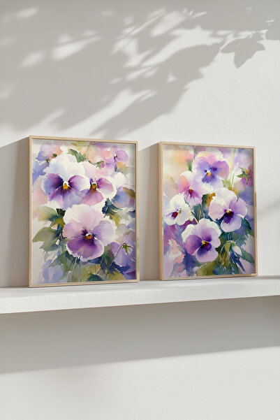 STARYUNA Ξύλινο σετ ζωγραφικής με ξύλινο πλαίσιο, μωβ λουλούδια και στυλ ακου...