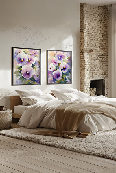 STARYUNA Μωβ λουλούδια με μαύρο ξύλινο πλαίσιο και σετ ζωγραφικής σε στυλ ακο...