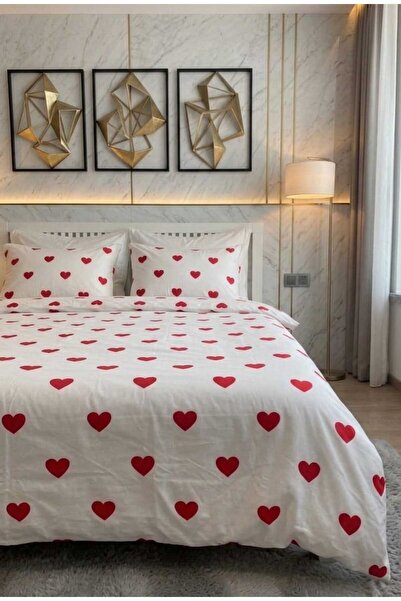 linens chic house Love Kalp Çift Kişilik Nevresim Seti (Çarşafsız)