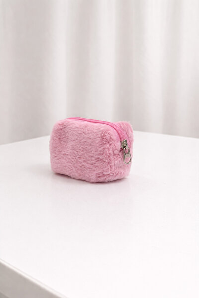 KZNovaStyle Plush Mini Makeup Bag Pink – Soft Textured Zippered Cosmetic & Co...