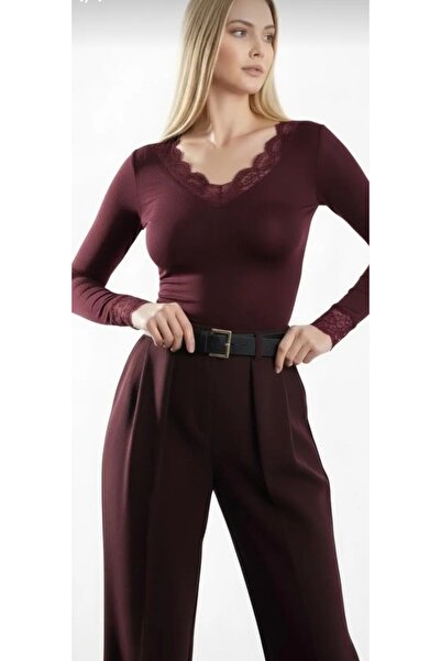 Esperar Γυναικεία δαντελένια διαφανής μπλούζα με λαιμόκοψη V