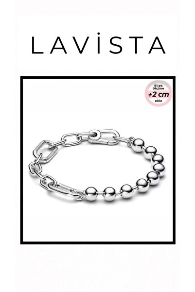 Lavista Silver Yarı Boncuk Yarı Zincir Gümüş Bileklik