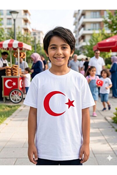 KOÇAR BEBEK Unisex Children's T-Shirt with Turkish Flag and Moon Star
