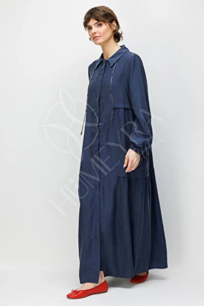 HUMEYRA Lyocell Draped Soft Feel Collar Accessory Garni Detailed Robe