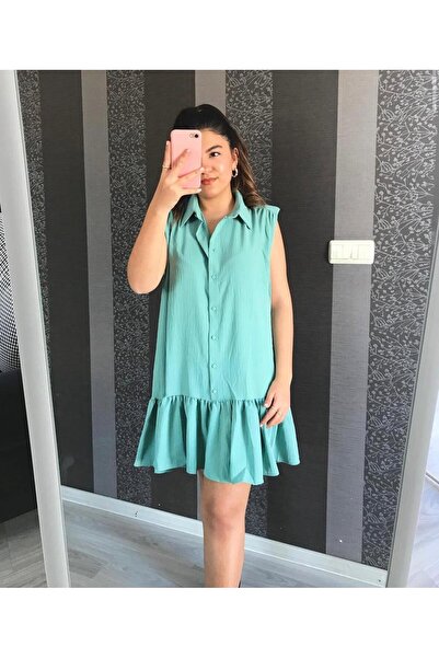 AVŞİN Omzu vatkalı gömlek elbise