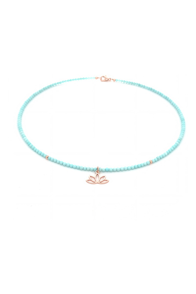 Ermara Jewelry Κολιέ με μενταγιόν λουλούδι λωτού, κατασκευασμένο από ασήμι 92...