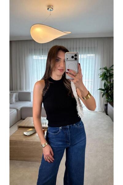 IŞILDA FASHION Δαντελωτή μπλούζα με λεπτομέρειες Işılda