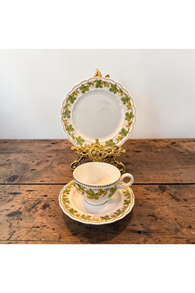 Bavaria Eschenbach Duble Türk Kahvesi Fincanı & 17,5 cm Pasta Tabağı-vintage