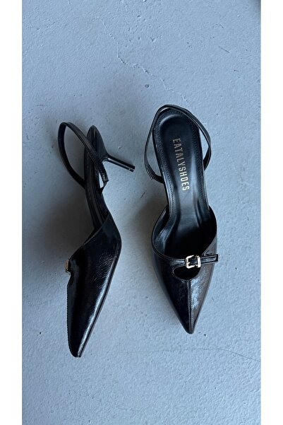 Eataly Shoes Noi Μαύρες Γόβες με Μυτερή Μύτη και Πόρπη