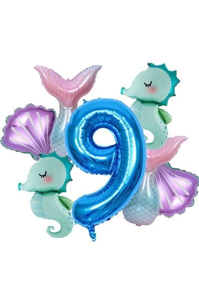 DÜVENCİ TİCARET Σετ γιορτής γενεθλίων με θέμα τη γοργόνα και μπαλόνια από αλο...