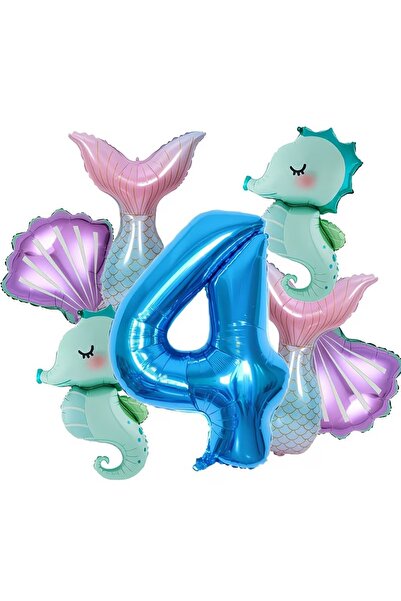 DÜVENCİ TİCARET Σετ γιορτής γενεθλίων με θέμα τη γοργόνα και μπαλόνια από αλο...