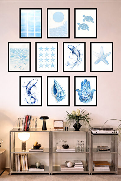 UNT Μπλε με θέμα τη θάλασσα με εμφάνιση 10 πλαισίων |   Μινιμαλιστικό Σετ Ζωγ...