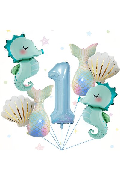 DÜVENCİ TİCARET Σετ για πάρτι γενεθλίων με θέμα τη γοργόνα, με μπαλόνια από α...