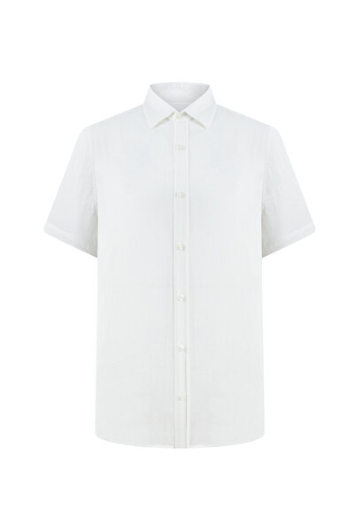 Mudo قميص من مزيج الكتان بقصة عادية