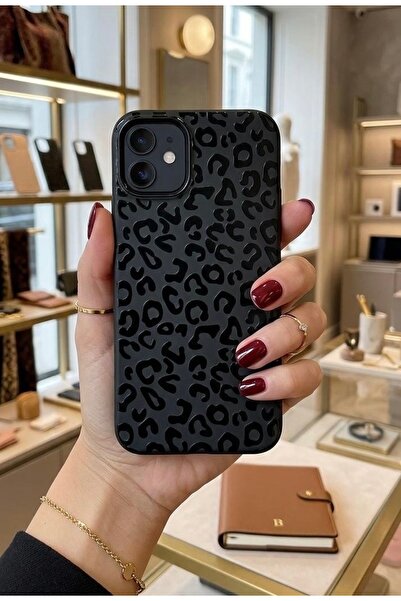 OVADA İphone 12/12 Pro Uyumlu Leopar Kabartmalı Silikon Telefon Kılıfı