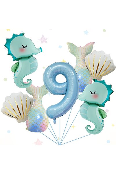 DÜVENCİ TİCARET Σετ για πάρτι γενεθλίων με θέμα τη γοργόνα, με μπαλόνια από α...