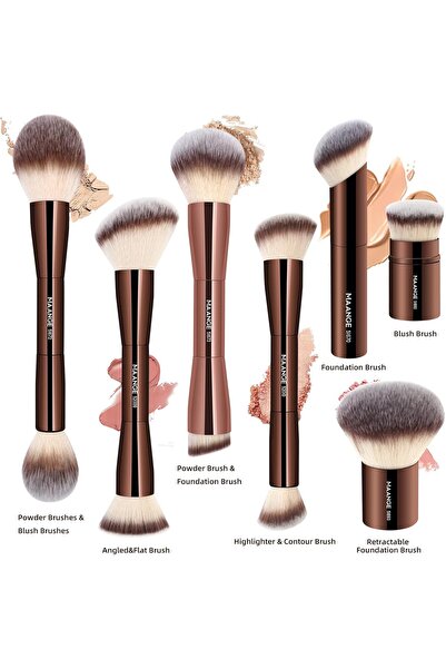 MAANGE 7pcs Makeup Brush Set Double Sided Kabuki Makeup Brushes Contour Brush for Foundation Liquid