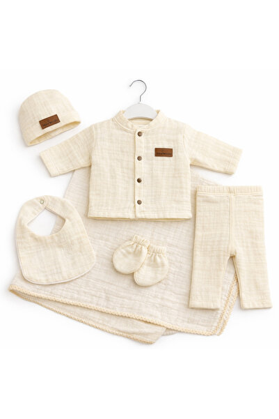 Bebelul Σετ 6 τεμαχίων για νεογέννητα, Κρεμ μουσλίνα