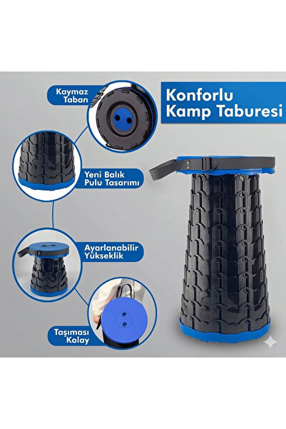 MÜHÜRSAN Okul / Kamp / Bahçe / Konser Çok Amaçlı Pratik Katlanır Tabure Akord...