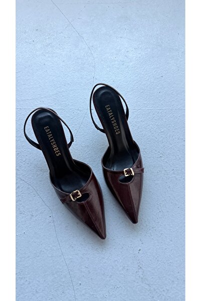 Eataly Shoes Noi Μπορντό Παπούτσια με Αγκράφα και Μυτερή Μύτη με Τακούνι