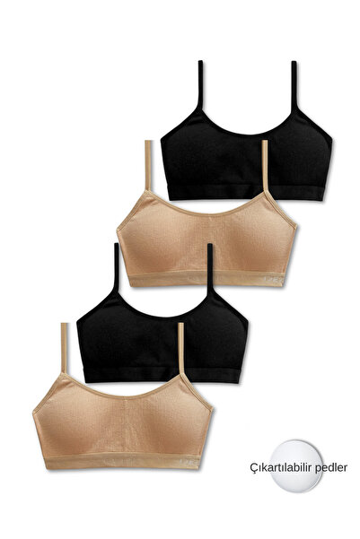 Panfilia 95% Cotton Girls' Thin Strap Training Bra Set of 4 |   Half Athlete