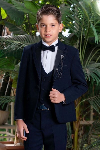 Mogi Mojo boys' classic tuxedo suit, navy blue, ages 8-14