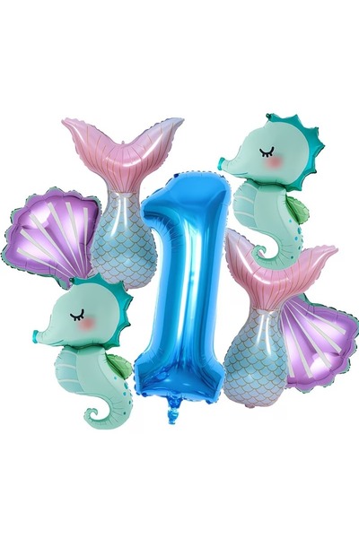 DÜVENCİ TİCARET Σετ γιορτής γενεθλίων με θέμα τη γοργόνα και μπαλόνια από αλο...