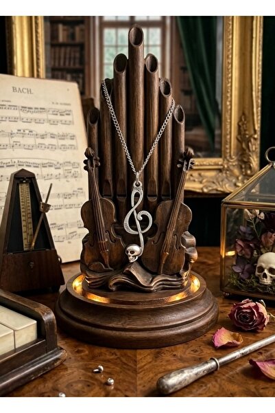 Vintage Takıhane Gothic Sol Anahtarı Kuru Kafa Detaylı Müzik Temalı Kolye
