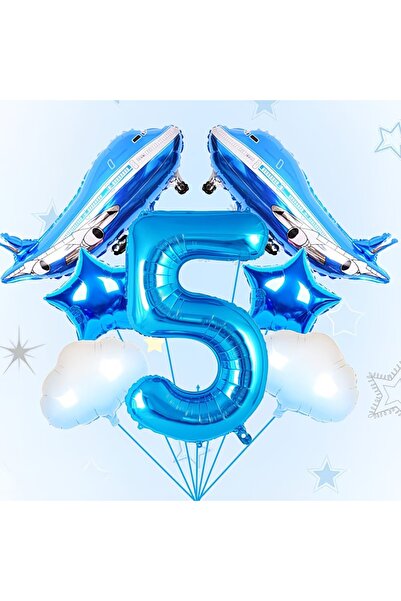 DÜVENCİ TİCARET Σετ γιορτής γενεθλίων με μπαλόνια με θέμα το αεροπλάνο