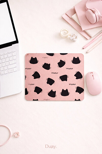 Duxy Mouse Pad με σχέδιο γάτας, 23x19 εκ., Αντιολισθητική βάση, Άνετο και μαλ...