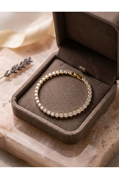 Lilys Jewellery Kadın Gold Kaplama Tamtur Zirkon Taşlı Tenis Bileklik