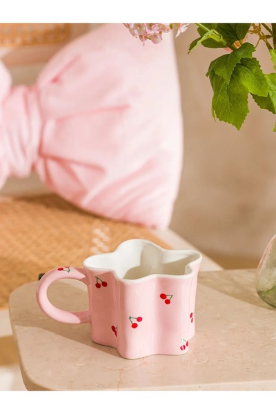 LC Waikiki LCW HOME Karışık Kiraz Baskılı Porselen Kupa 300 Ml