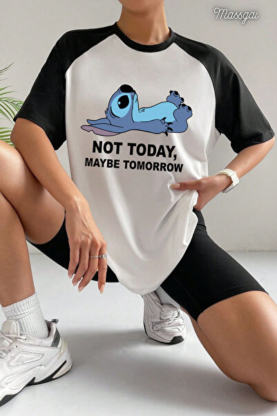 Massgai Unisex Stch Maybe Tomorrow Printed Oversize 100% Cotton T-Shirt