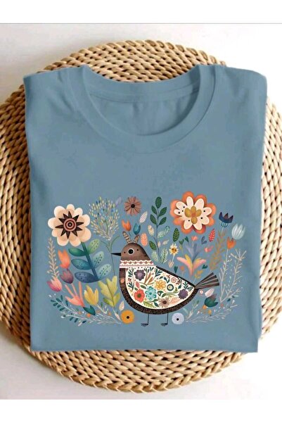 DİVİN PARIS MODELI νέας σεζόν εμπριμέ υφασμάτινο μπλουζάκι Oversize