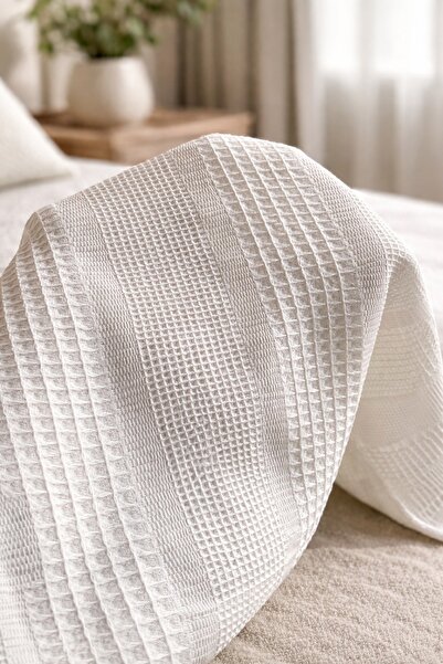Bikaya Home Pătură individuală 100% bumbac tip fagure |   160x220 cm |   De v...