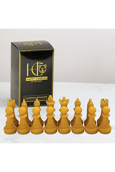 Happy Candles Lumanari decorative din ceara de albine, Set Sah 16 Piese