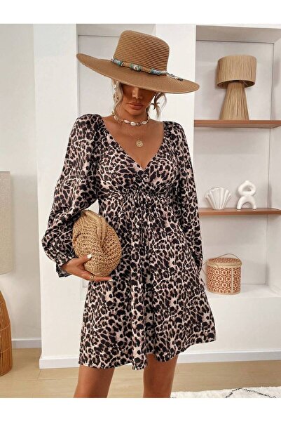 Iuliashop Κοντό φόρεμα Daisha με animal print - XS