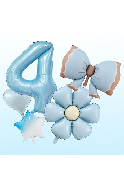 DÜVENCİ TİCARET Σετ μπαλονιών για πάρτι γενεθλίων με μπλε φιόγκο και αριθμούς...