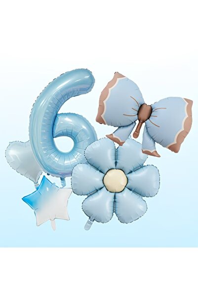 DÜVENCİ TİCARET Σετ μπαλονιών για πάρτι γενεθλίων με μπλε φιόγκο και αριθμούς...