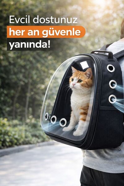 yalıpet Kedi Köpek Taşıma Sırt Çantası Şeffaf Astronot Model | Kabin Uyumlu |...