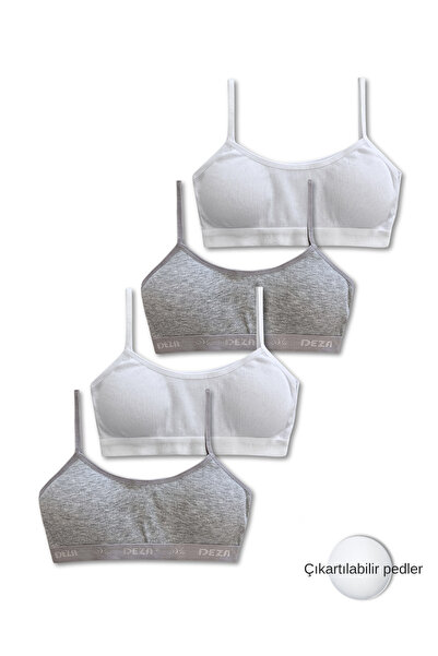 Panfilia Комплект от 4 сутиена за тренировки с тънки презрамки от 95% памук з...