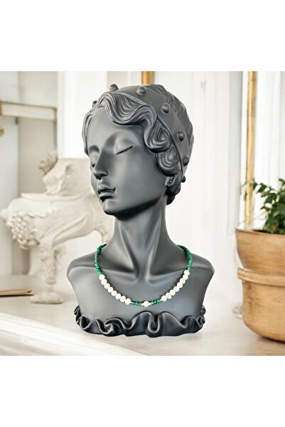 Ezera Κολιέ Etienne με καλλιεργημένα μαργαριτάρια και μαλαχίτη, με επιχρυσωμέ...