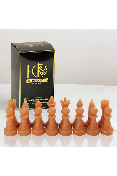 Happy Candles Lumanari decorative din ceara de albine, Set Sah 16 Piese