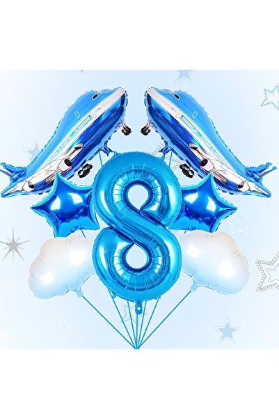 DÜVENCİ TİCARET Σετ γιορτής γενεθλίων με μπαλόνια με θέμα το αεροπλάνο