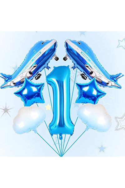 DÜVENCİ TİCARET Σετ γιορτής γενεθλίων με μπαλόνια με θέμα το αεροπλάνο