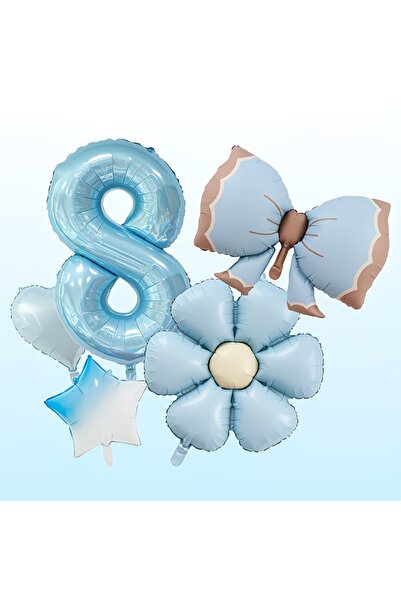 DÜVENCİ TİCARET Σετ μπαλονιών για πάρτι γενεθλίων με μπλε φιόγκο και αριθμούς...